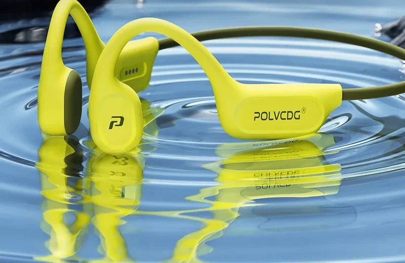 FitPulse amarelo fluorescente - fone de condução óssea à prova d'água